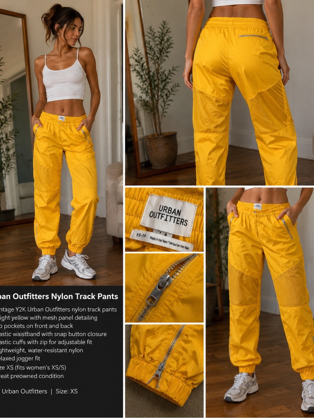 Urban Outfitters Bright Yellow Nylon Track Pants